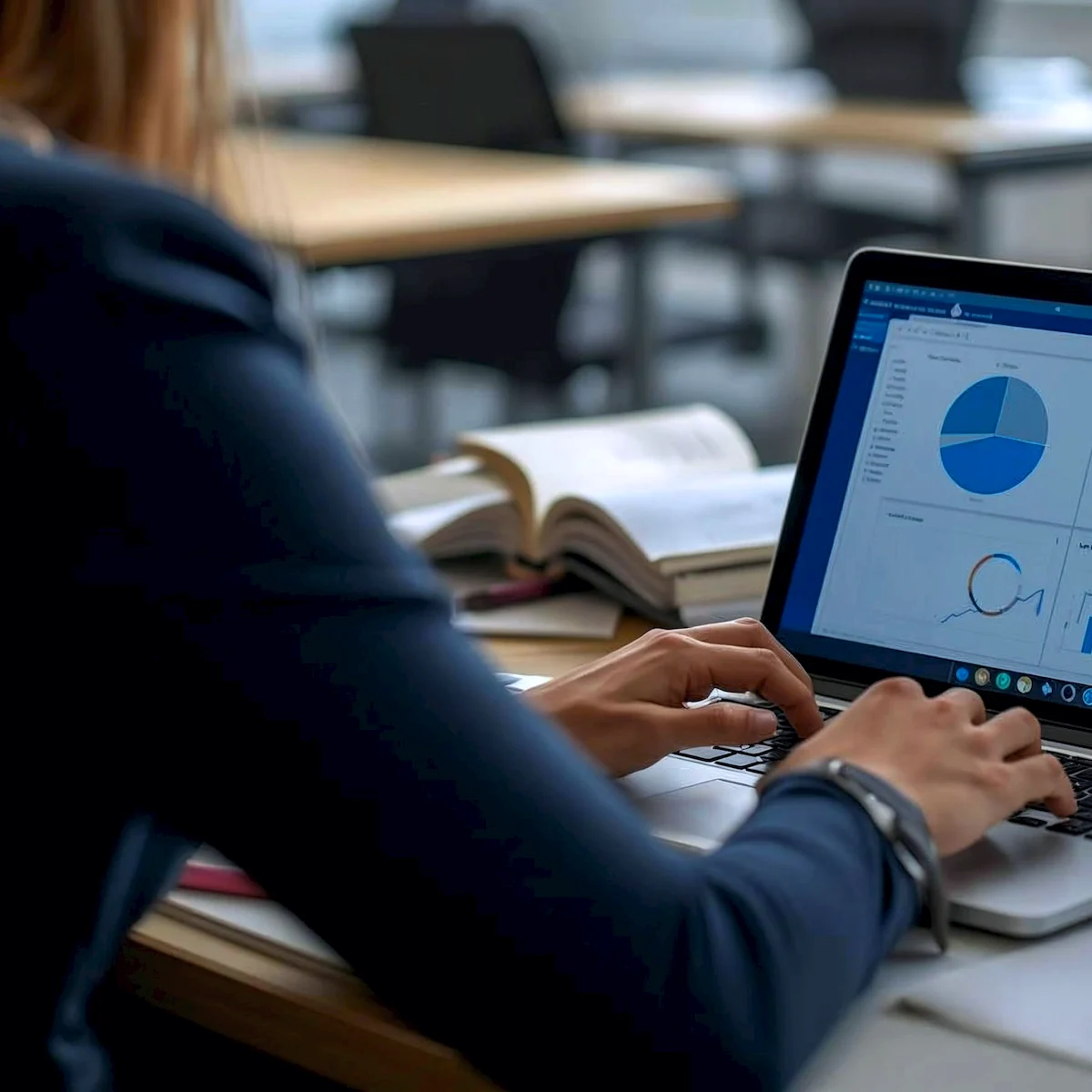 Laptop with a dark analytics dashboard